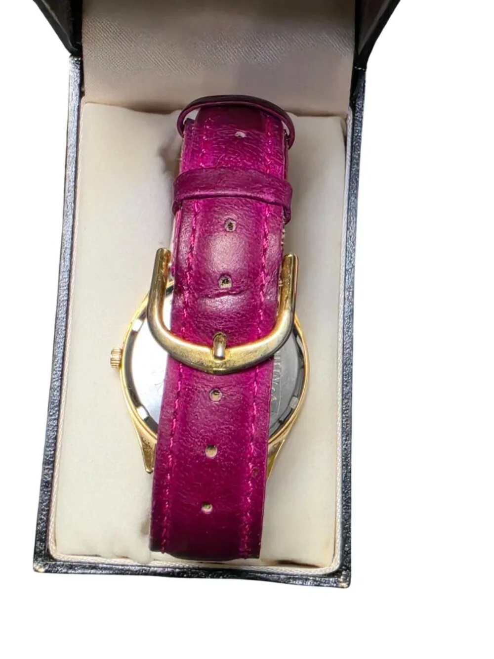 Vintage Christian Riese Lassen Dolphin Watch Pink Leather Band Original Box